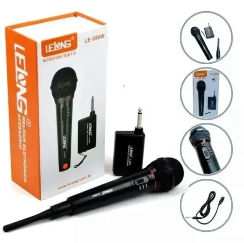 Microfone Sem Fio Wireless Karaokê Preto - R$ 99,99