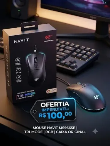 Mouse Gamer Sem Fio Havit Gamenote MS966SE Tri-Mode