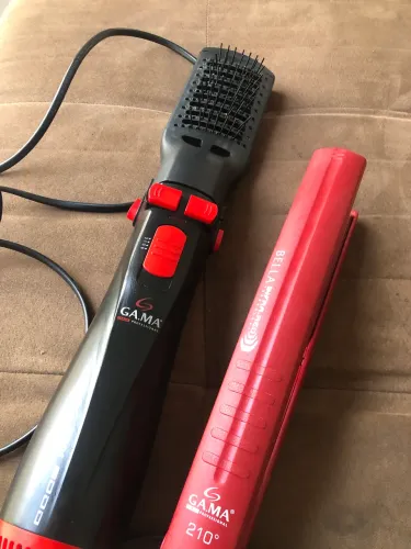 Kit Gama escova secadora e alisador profissional