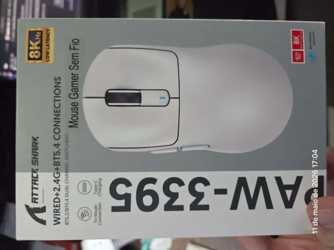Mouse Gamer sem Fio Attack Shark X3 pro, 8k com fio.