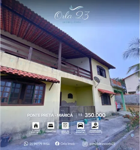 PONTE PRETA, ORLA 23 IMOBILIÁRIA VENDE! 2 CASAS + KITNET EM PONTE PRETA, MARICÁ!