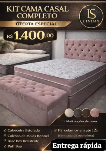 KIT CAMA CASAL COMPLETO - VÁRIAS CORES 
