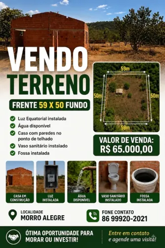 Terreno 2.950m² com Casa em Ponto de Telhado no Morro Alegre - R$ 65.000