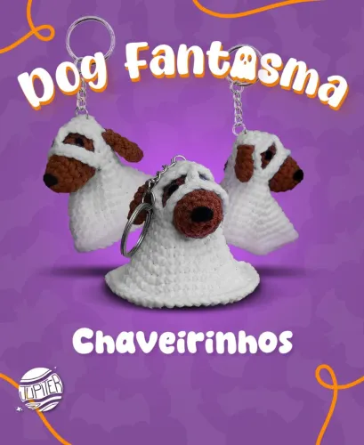 Cachorrinho Fantasma - Chaveirinhos Crochê