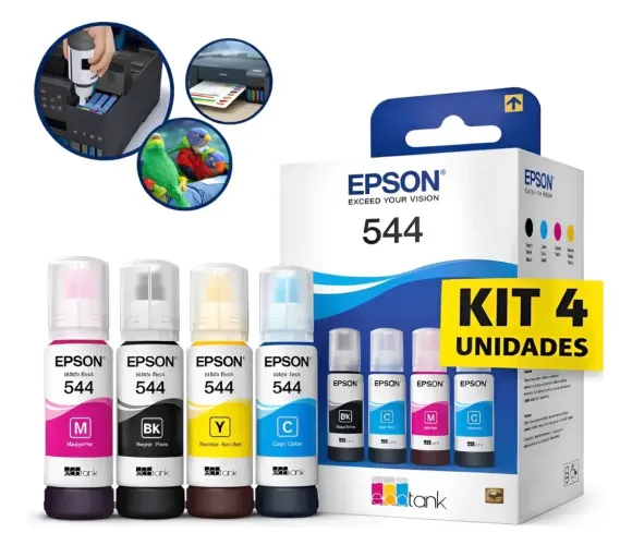 Refil tinta Epson 544 - Kit 4 cores