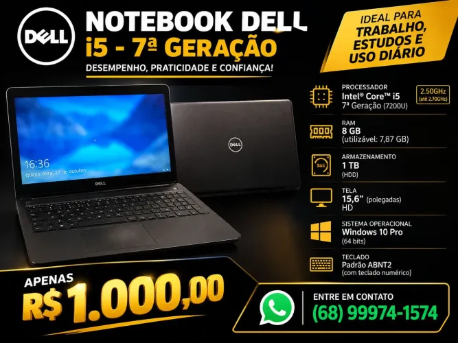 NOTEBOOK DELL CORE i-5 7geracao