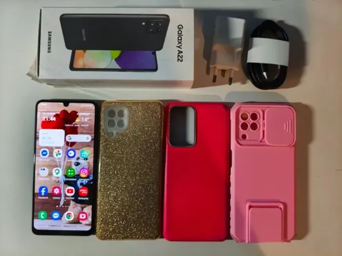 Samsung Galaxy A22 Dual Sim 128gb 4gb Preto + 3 Capinhas (Usado)