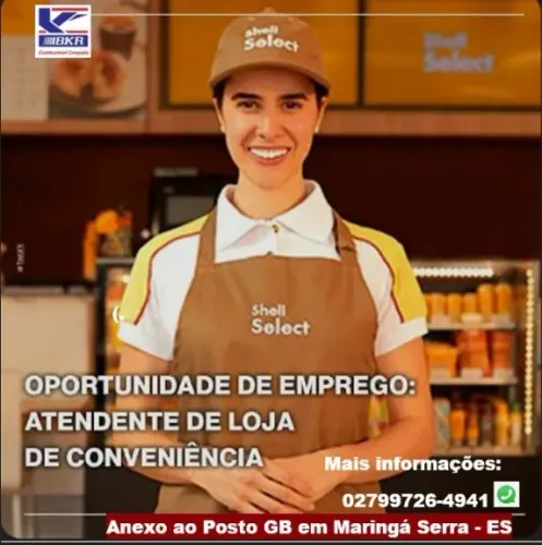 VAGAS PARA ATENDENTE DE LOJA DE CONVENIÊNCIA COM OU SEM EXPERIÊNCIA