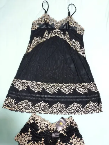 Kit lingerie finíssima - camisola + calcinha de renda