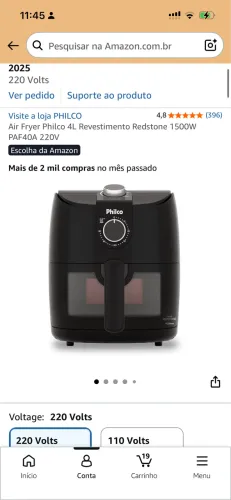 Air fryer nova 220v 4l