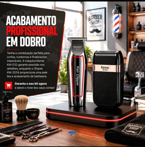 Kit Maquina Acabam. Corte Cabelo Barba Kemei-032 Shaver