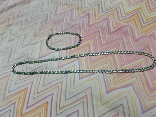 Cordão e pulseira de aço inox novo