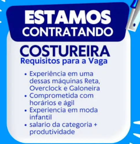 Vaga de emprego para costureiros