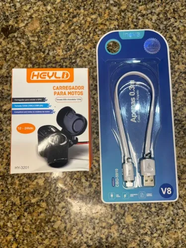 Kit carregador para moto + cabo de 0.3m + frete.