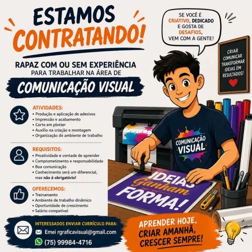 Contratar rapaz trabalhar em gráfica