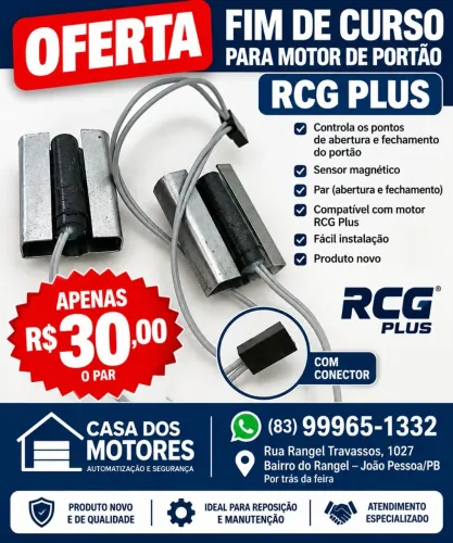 FIM DE CURSO PARA MOTOR DE PORTÃO DE GARAGEM RCG PLUS