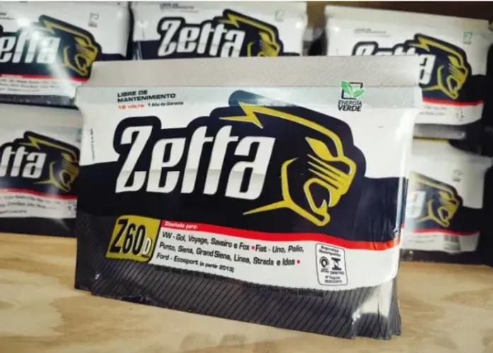 Bateria Zetta 60 Amperes - Palio, Gol, Corsa, Prisma, Voyage, entre outros 