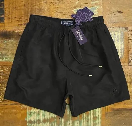 shorts praia vilebrequin acqua print magic preto tactel elastano preto black bermuda vile