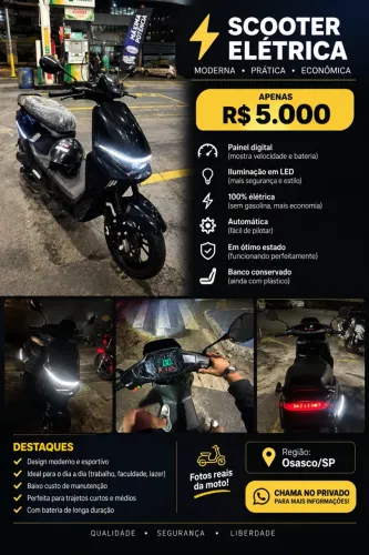 SCOOTER ELÉTRICA elétrica preta em ótimo estado