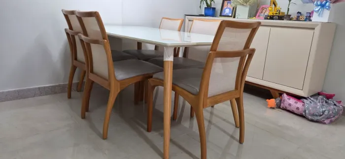 Mesa Filadélfia tampo branco com vidro