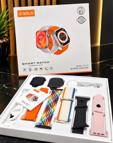 Kit com 2 relógios smartwacht gold original
