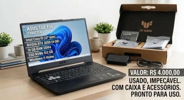 Notebook Gamer ASUS TUF F15 - i5 12a Gen / RTX 3050 / 16GB