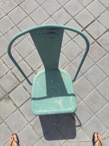 Cadeira Tolix Alumínio Verde Menta para Área Externa