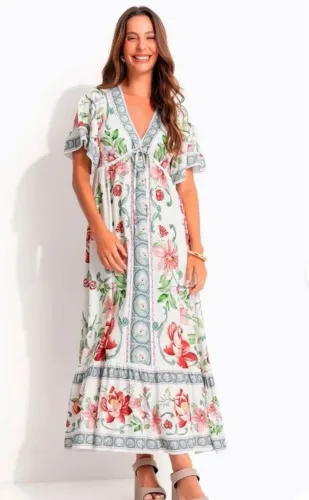 Vestido longo Farm Flor de Outono