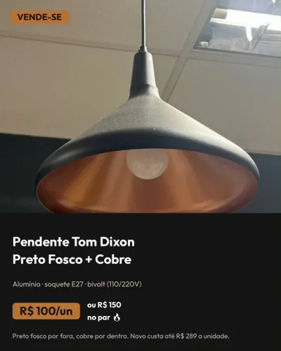 Par de Pendentes de Luz 30cm Diâmetro