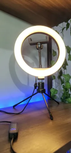 Ring Light 8 Pol + Tripé De Mesa + Suporte Cel Video