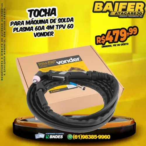 Tocha Para Máquina de Solda Plasma 60a 4m TPV 60 Vonder