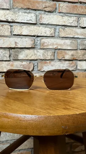 óculos de sol prada - dourado - lente marrom