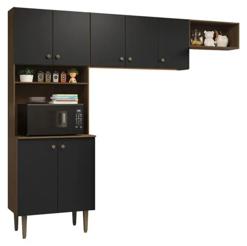 Armário de cozinha com balcão para microondas paneleiro duplo buffet