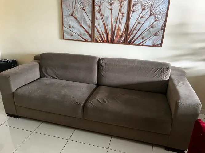 Sofá 2.60 tecido suede marrom