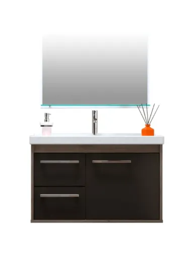 Conjunto Procion com Pia e Espelho 1P2G Munique.Preto Cerocha