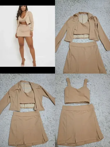 Trijunto(Cropped+ Short saia+Blazer)