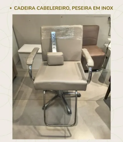 Cadeira de cabeleireiro com peseira em inox
