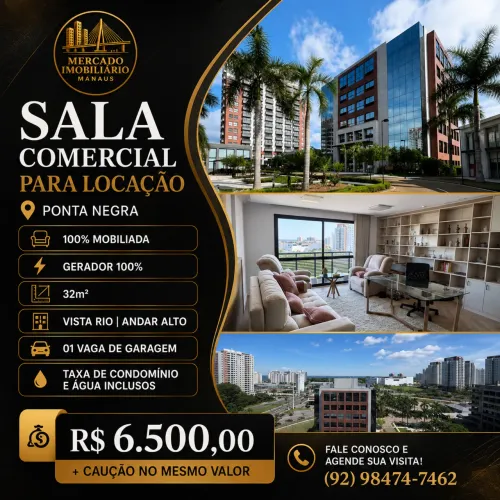 SALA COMERCIAL PARA LOCAÇÃO | ?PONTA NEGRA - R$ 6.500,00
