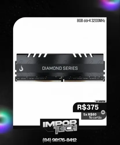 Memória Rise Mode Diamond 8GB DDR4 3200MHz. @importech_084