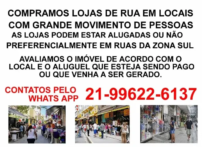 ¨COMPRO LOJAS COMERCIAIS EM COPACABANA, IPANEMA, LEBLON, BARRA, BOTAFOGO E ADJACÊNCIAS