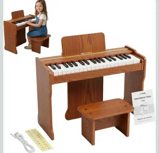 VEDO Piano Digital Infantil 37 Teclas, 128 Timbres, 128 Ritmos