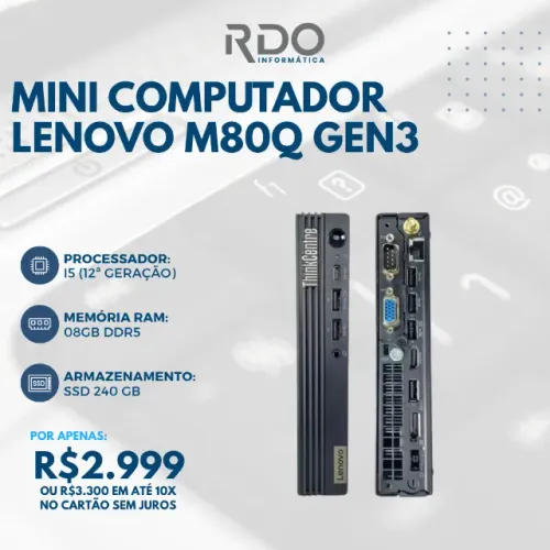 Mini Computador Lenovo M80Q Gen3 i5 12th 08gb DDR5