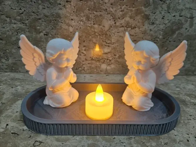 ? Kit Decorativo Anjos Orando com Vela LED | Impressão 3D