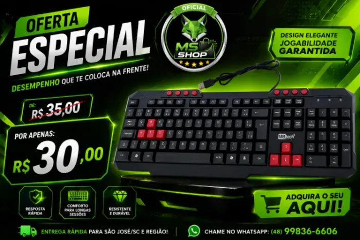 Teclado Gamer MBTech K5 USB Plug Play ABNT2 Preto