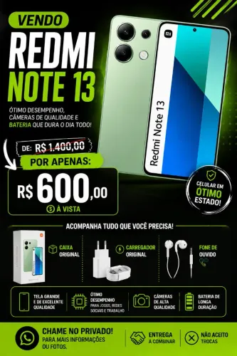 VENDO CELULAR XIAOMI NOTE 13 256 GIGAS E 6 GIGAS DE RAM(USADO)