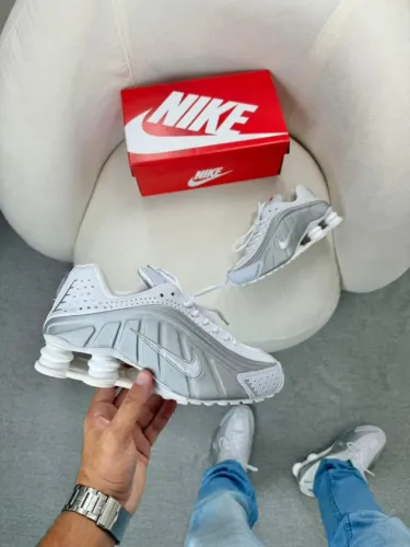 Nike R4 Shox 4 Molas Cinza/Branco Masculino Prime