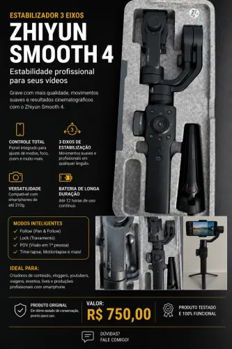 Gimbal Estabilizador Zhiyun Smooth 4 - Excelente Estado