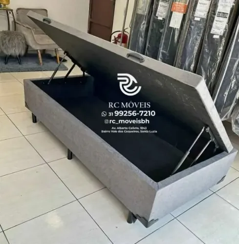 Cama box completa Baú Tamanho solteiro 88x1.88 Blindado com Pistão a Gás - Aproveite!