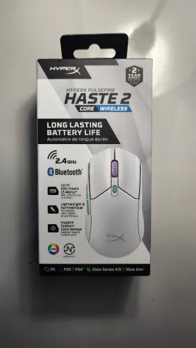 Mouse sem Fio Gamer HyperX Pulsefire Haste 2 (LACRADO) Wireless e Bluetooth 2,4GHz Branco