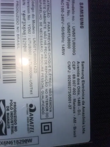 TV Samsung 50 UN50TU8000 para reparo ou retirada de peça